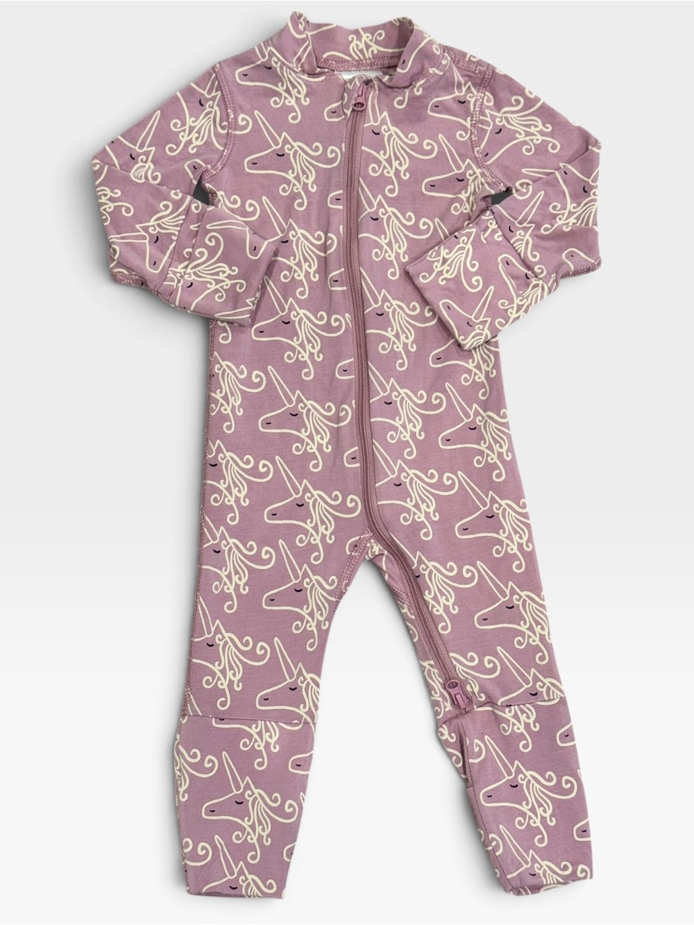 Hanna Andersson Purple Unicorn Zip Sleeper 0-3M Baby TENCEL Modal Convertible